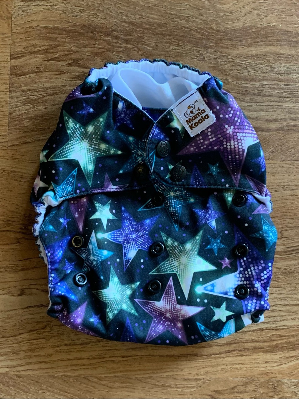 Mama koala, Reusable Cloth Diaper - Black Multi Star Print